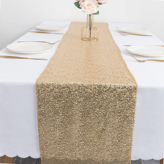 High Density Sequin Table Runner for Weddings Parties and Holidays-Gold