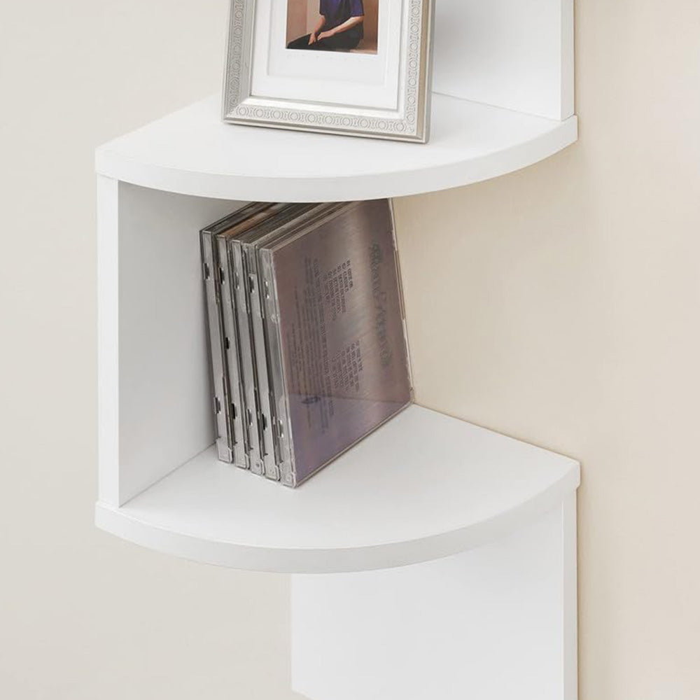 5 Tier Large Zigzag Corner Wall Mounted DVD CD Storage Display Shelf