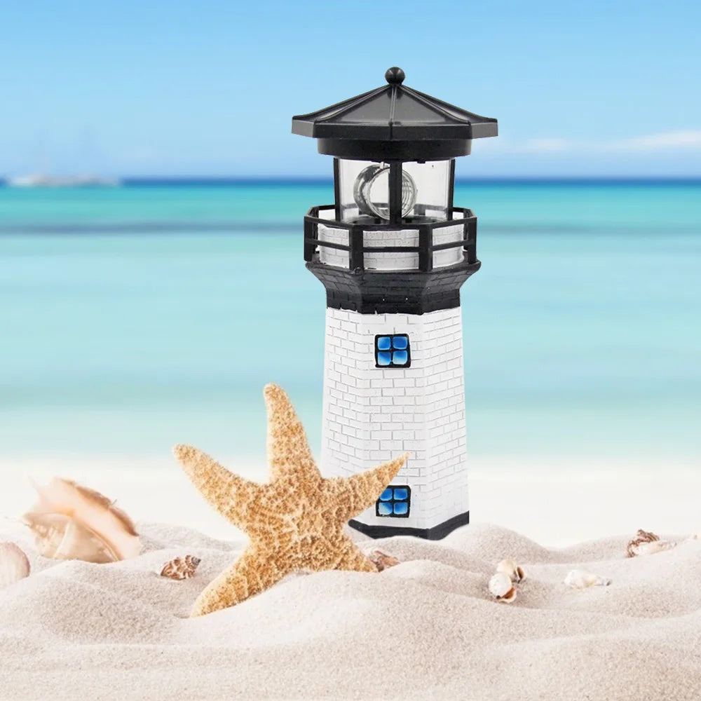 LED Outdoor Solar Lighthouse with Rotating Beacon