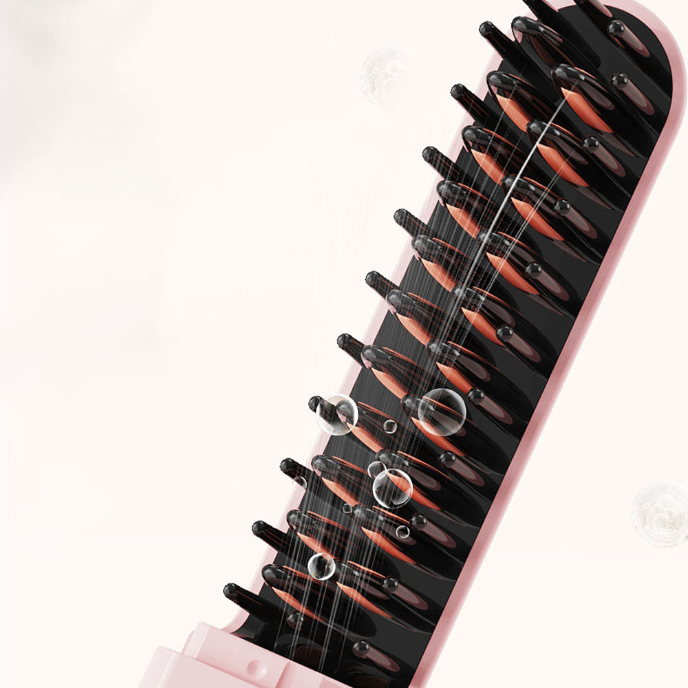 2Pcs Negative Ion Electric Hair Straightener Brush Curler Lazy Comb Hot Flat Artifact