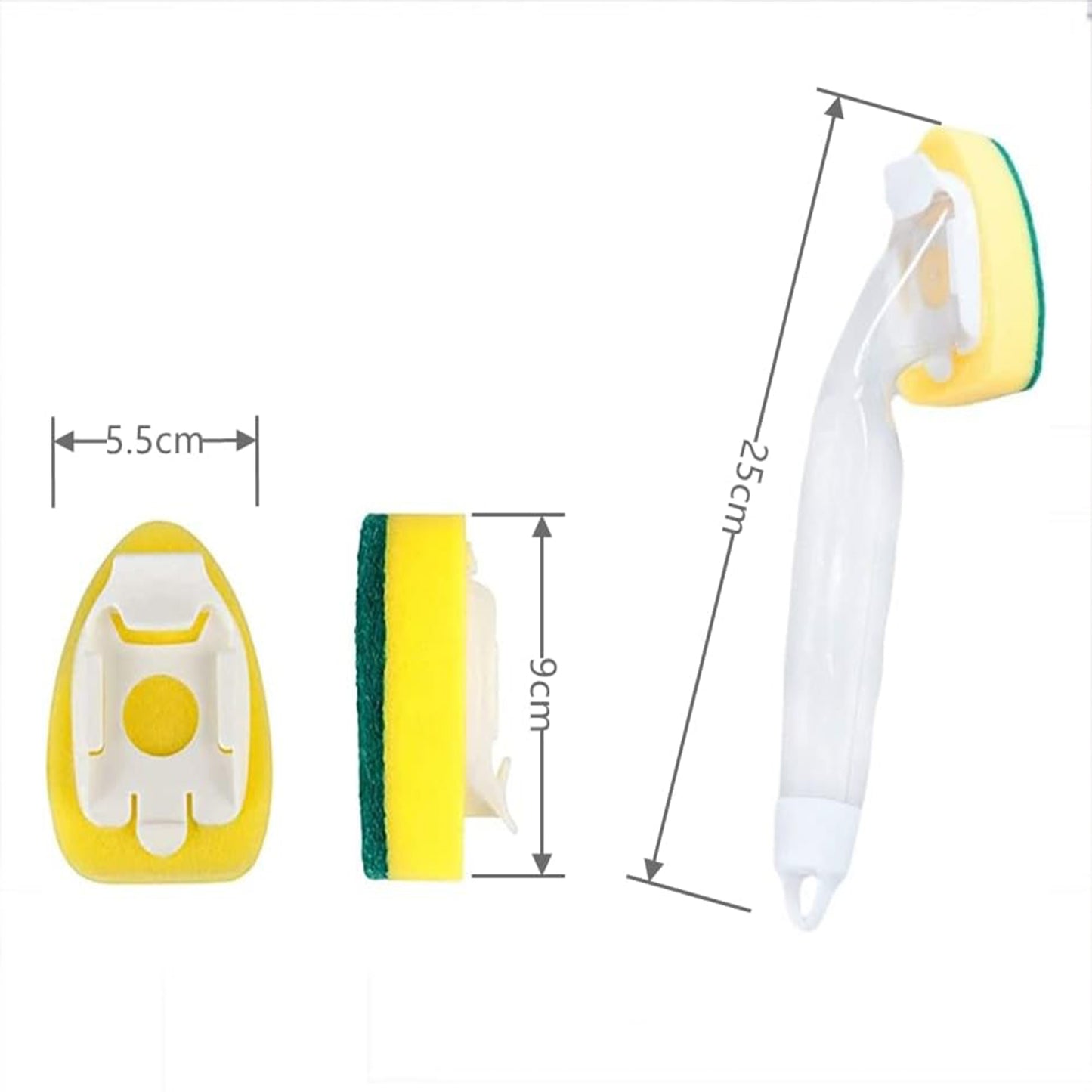 5Pcs Kitchen Soap Dispenser Sponge Brush with Handle Set-1 Handle+5 Sponge