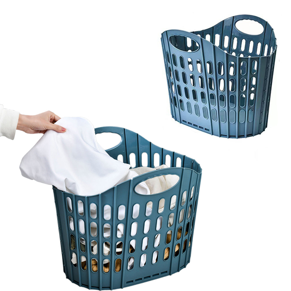 Collapsible Plastic Laundry Basket Folding Washing Clothes Storage Organizer
