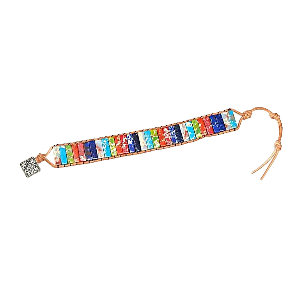 7 Chakra Boho Leather Wrap Bracelet