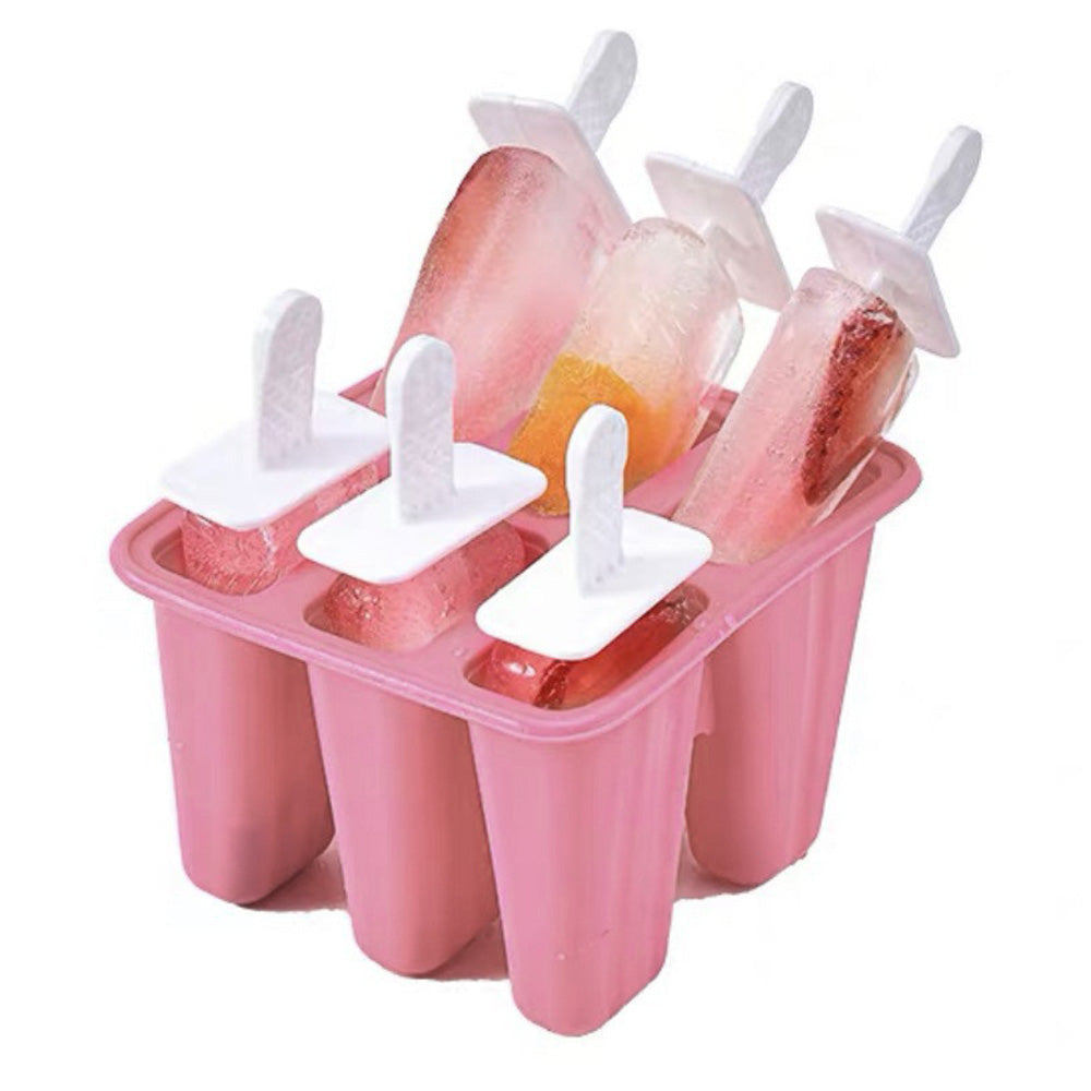 6 Cavity Ice Cream Mould Block Popsicle Molds Ice Lolly Mold With Sticks