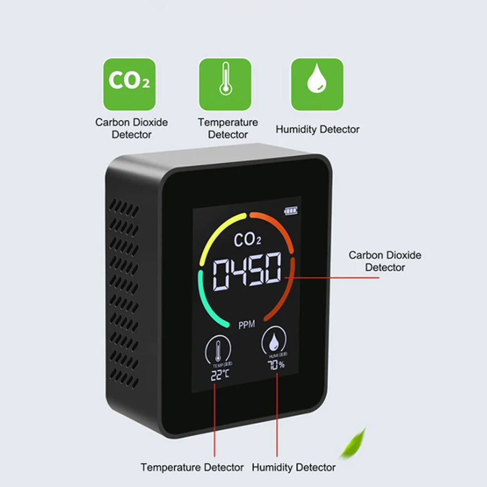 3-in-1 CO2 Meter Temperature Humidity Air Quality Monitor Detector