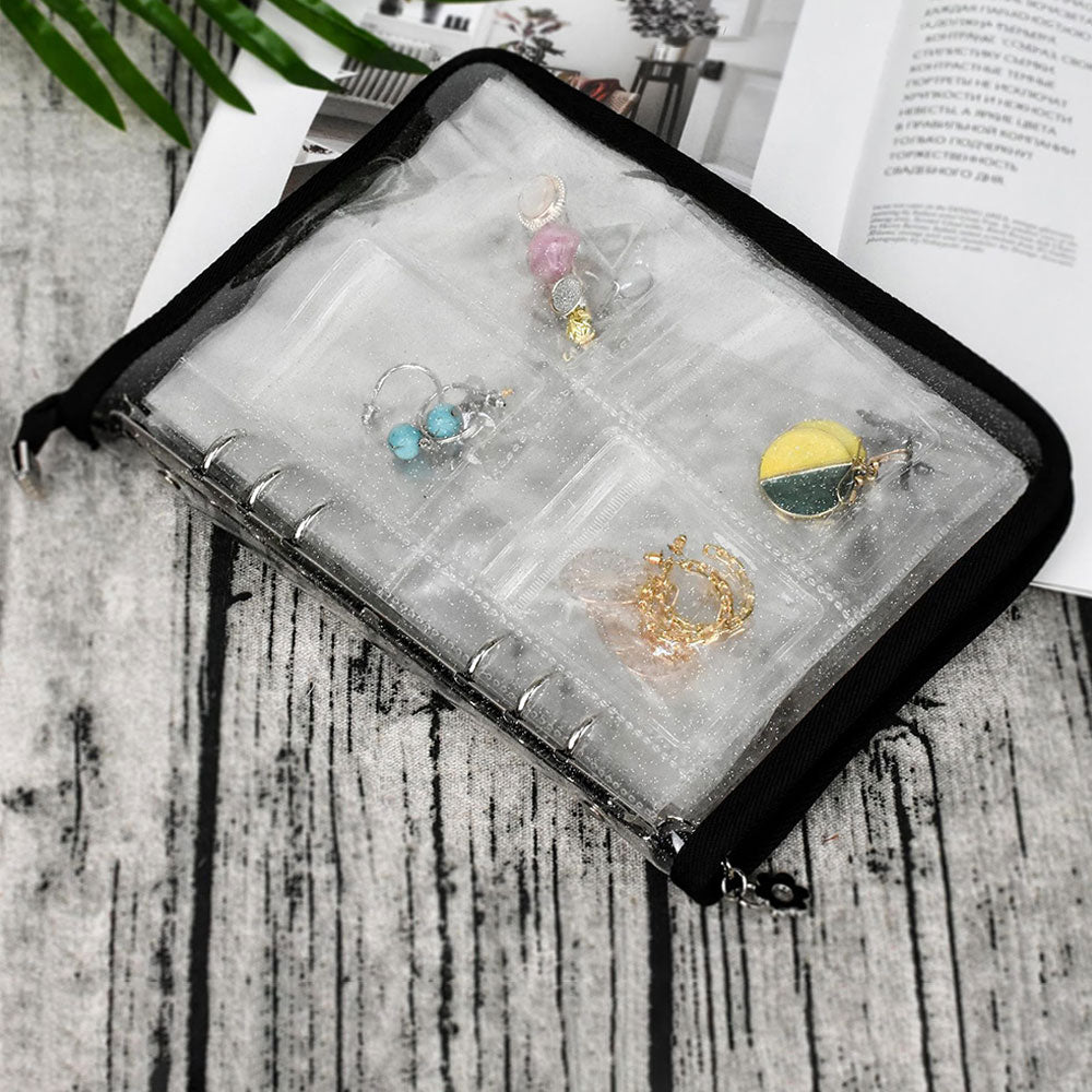 Transparent Travel Jewelry Organizer Storage Book Set for Earring Necklace Ring