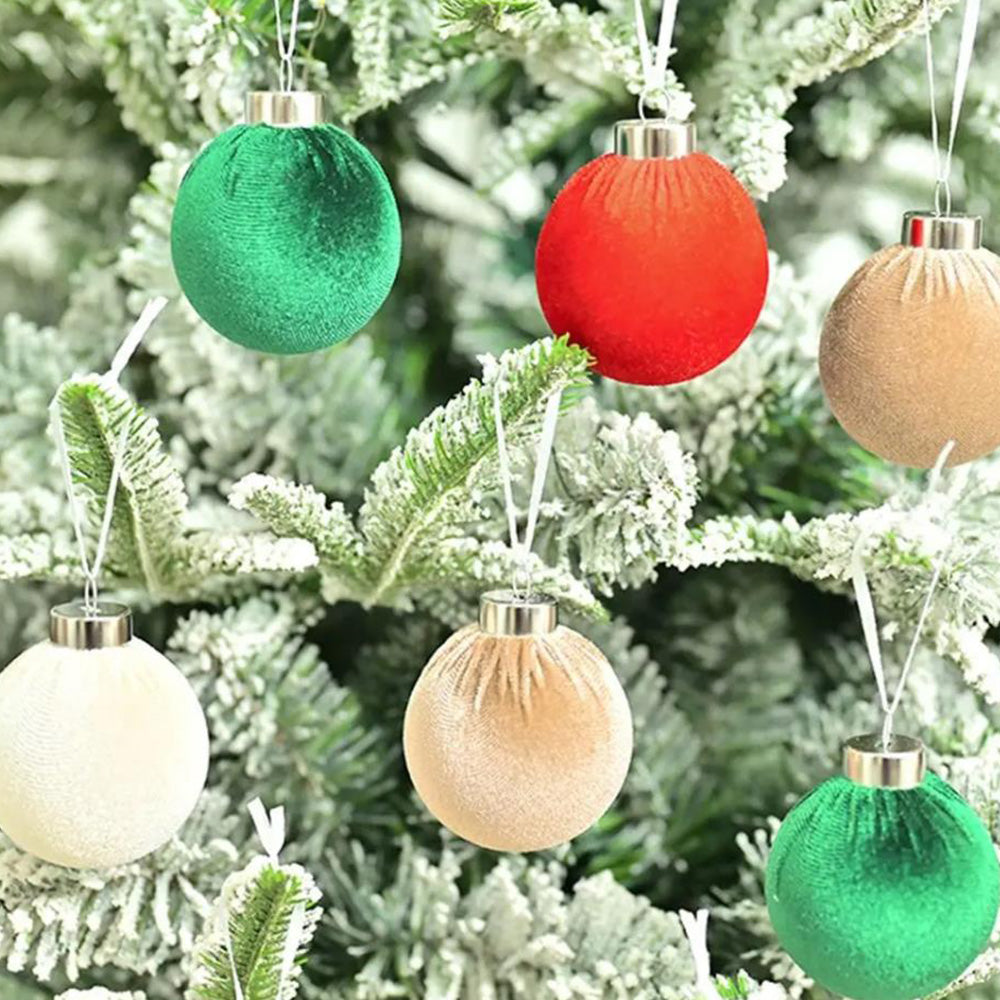 15Pcs Christmas Tree Baubles Xmas Velvet Balls Decor Hanging Home Party Ornament