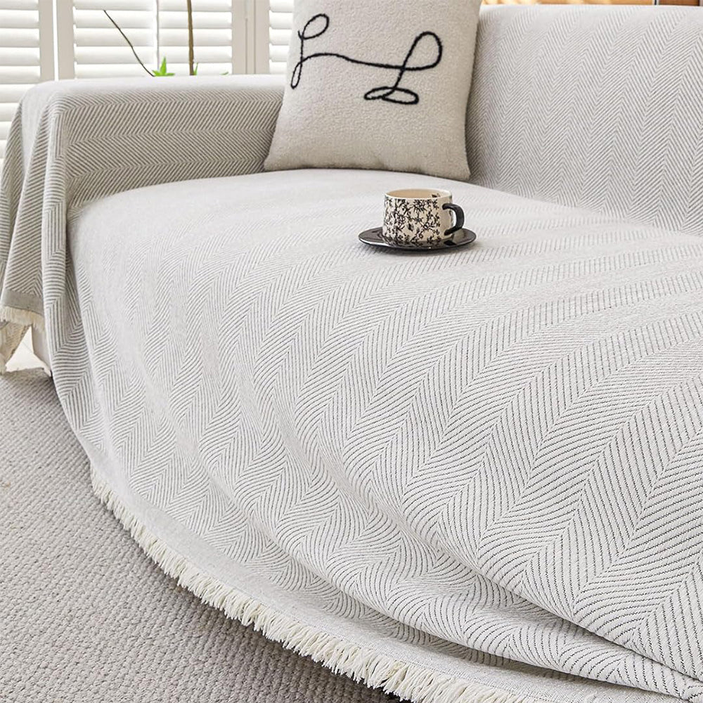 Sofa Throw Rug Cover Large Blanket for Couch Furniture Protector-Beige