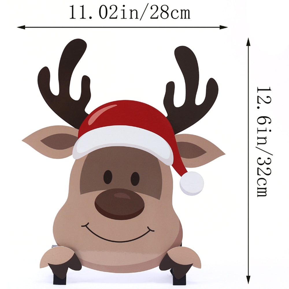 Christmas Fence Peeker Decoration Metal Xmas Outdoor Garden Fence Sign