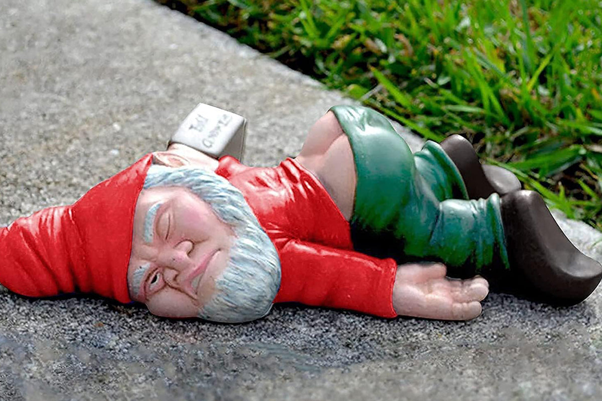 Funny Drunk Garden Gnome Patio Ornament Rude Passed Out Statue for Yard Decor