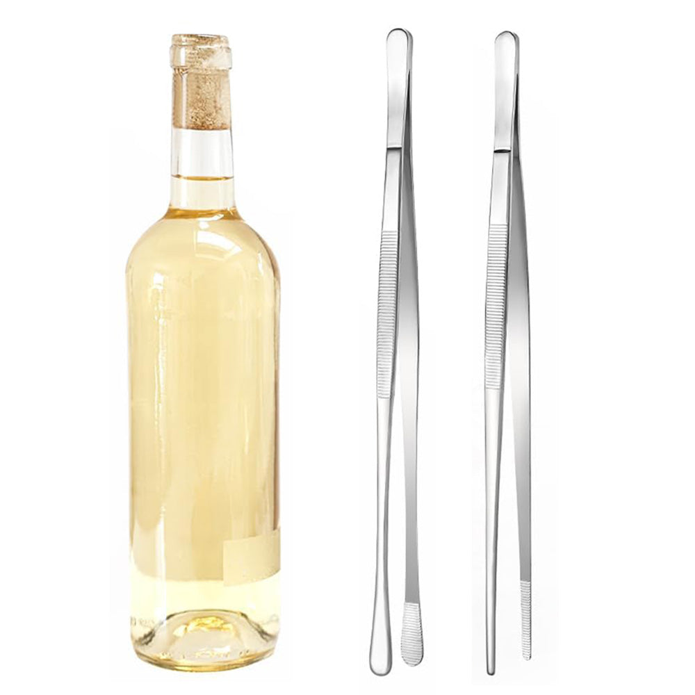 2 Pack 30cm BBQ Tongs Stainless Steel Round and Straight Head for Grilling Cooking