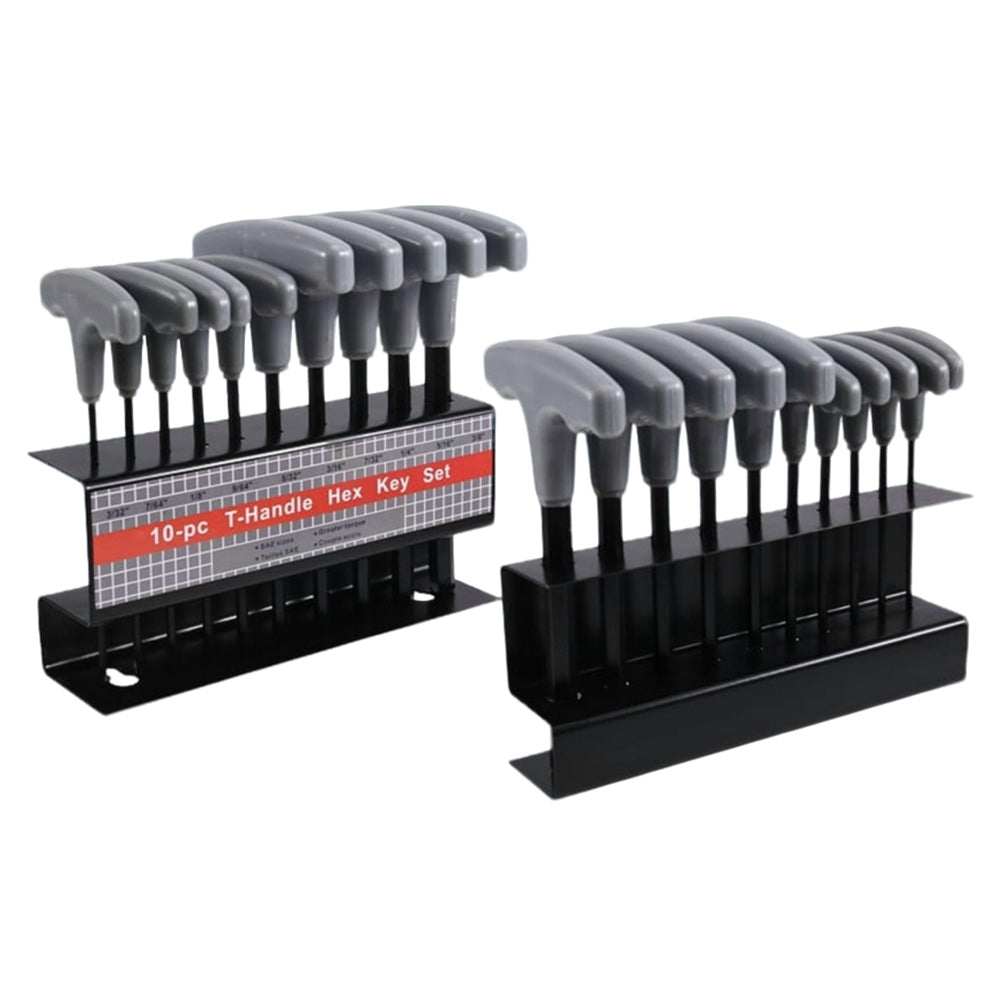 10 Piece CRV T Handle Hex Key Wrench Set with Metal Storage Stand