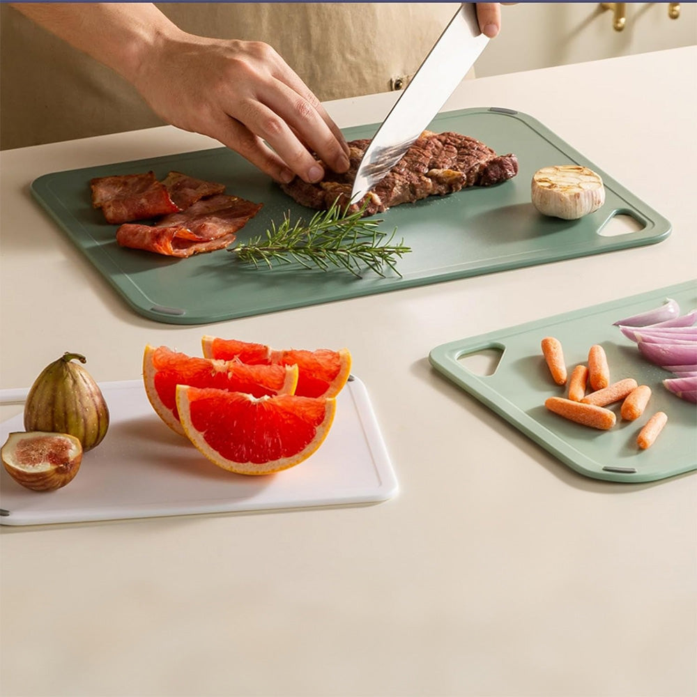 3 PCS Plastic Cutting Board Set with Hanging Loop Non Slip PP Chopping Board for Home