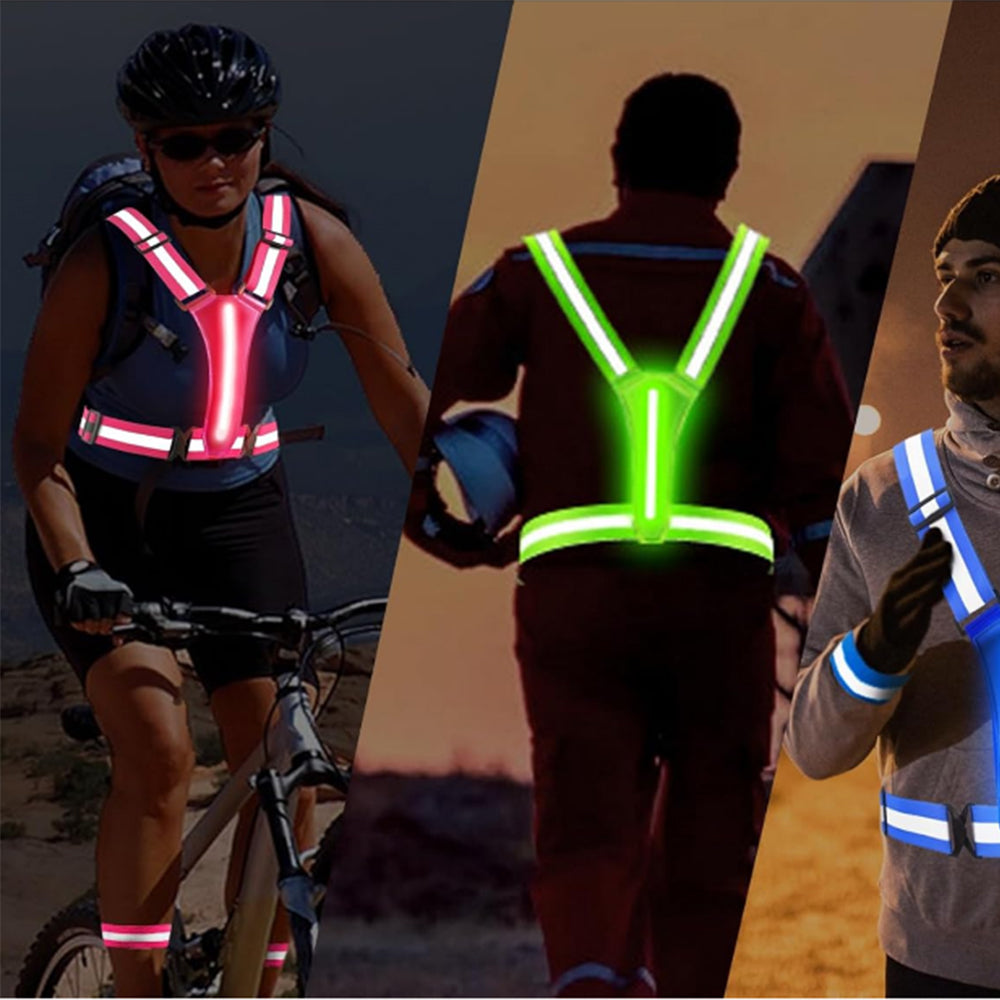Rechargeable LED Reflective Vest for Running Cycling Walking Horse Riding