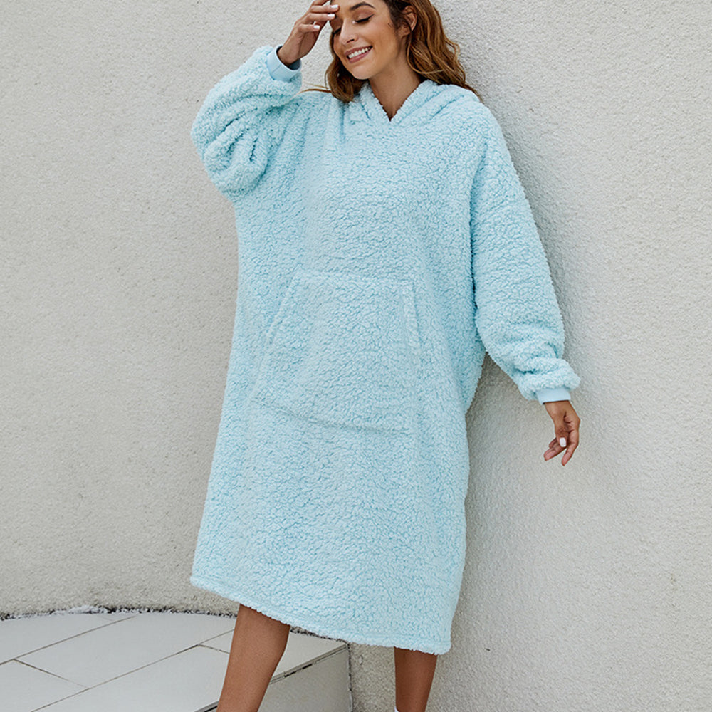 Reversible Faux Shearling Hooded Blanket