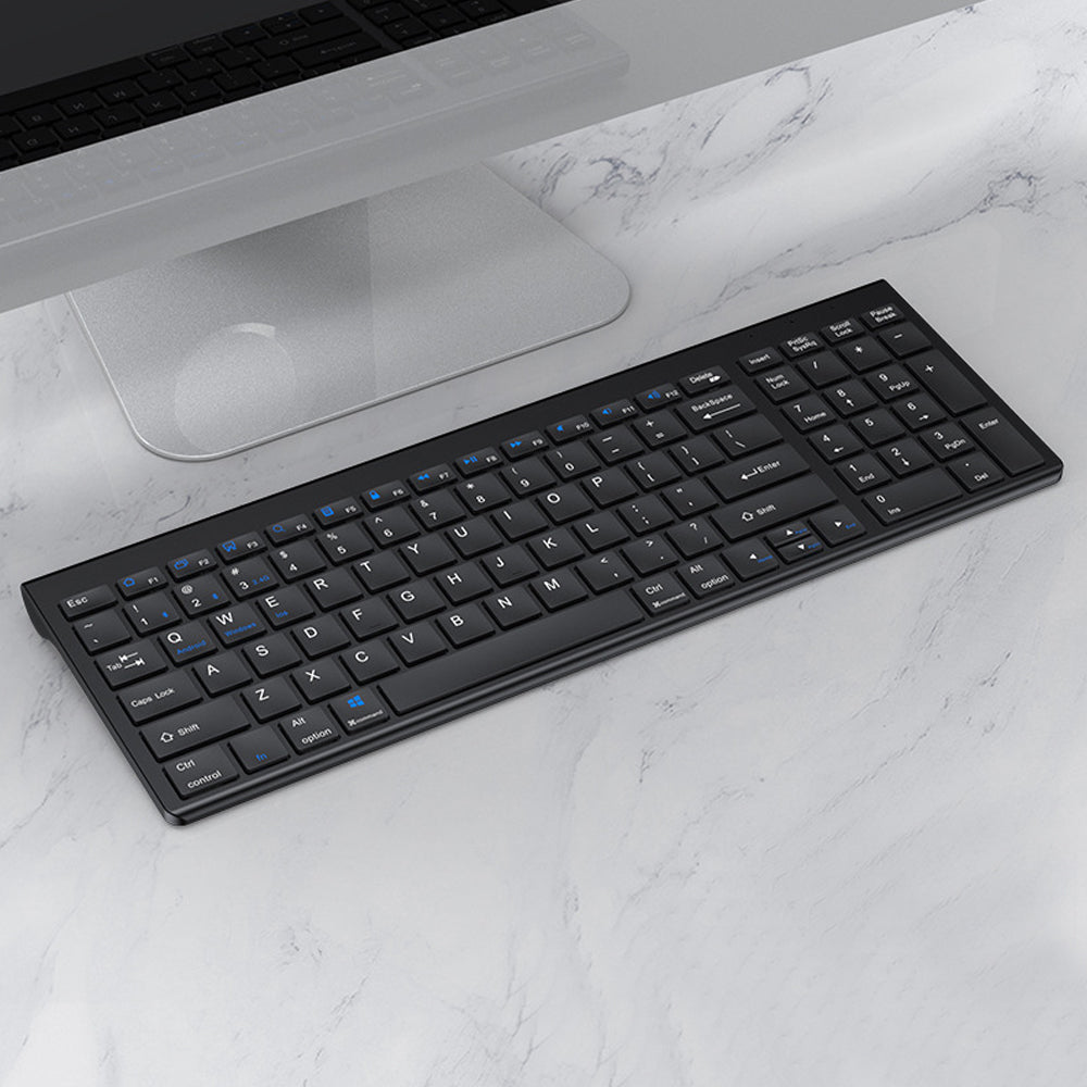 2.4G Ultra-Thin Rechargeable Bluetooth Wireless Keyboard Compatible with Multi-Device