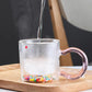 Double Wall Glass Cup with Colorful Love Granule Fillings