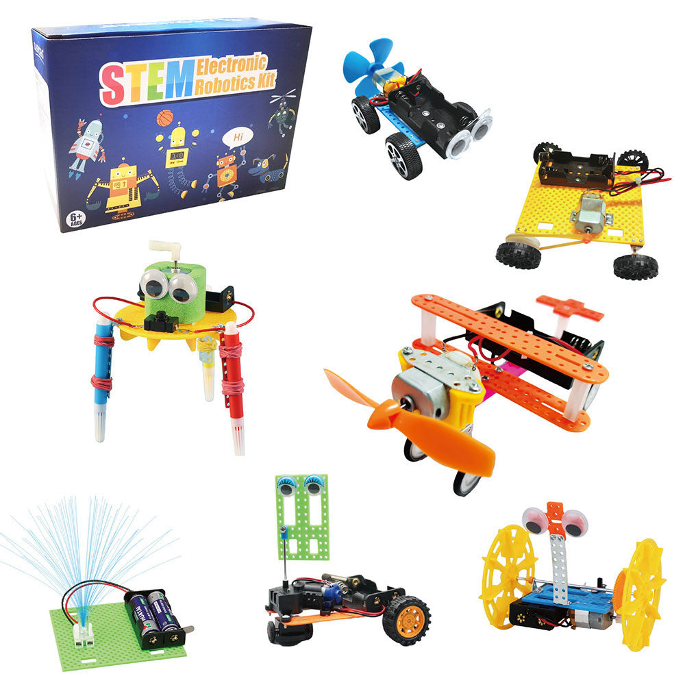 7Pcs STEM Robot Building Kits Engineering Electric Motor Kit for Learning & Fun