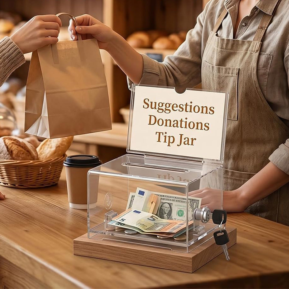 Lockable Suggestion Box with Keys Desktop Collection Box for Voting Donations Suggestions