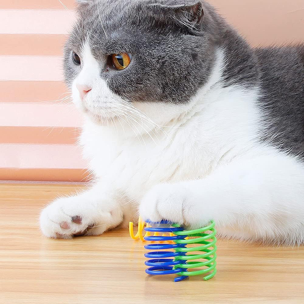 40Pcs Cat Kitten Spring Bouncy Toy Plastic Training Toys Colorful Coil Teasing Playing Cat Toy