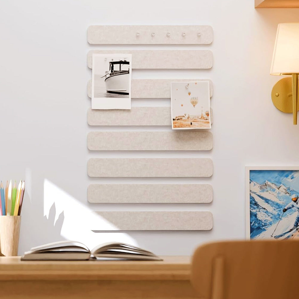 8 Pack Self Adhesive Felt Display Strips with 35 Push Pins for Wall Decor