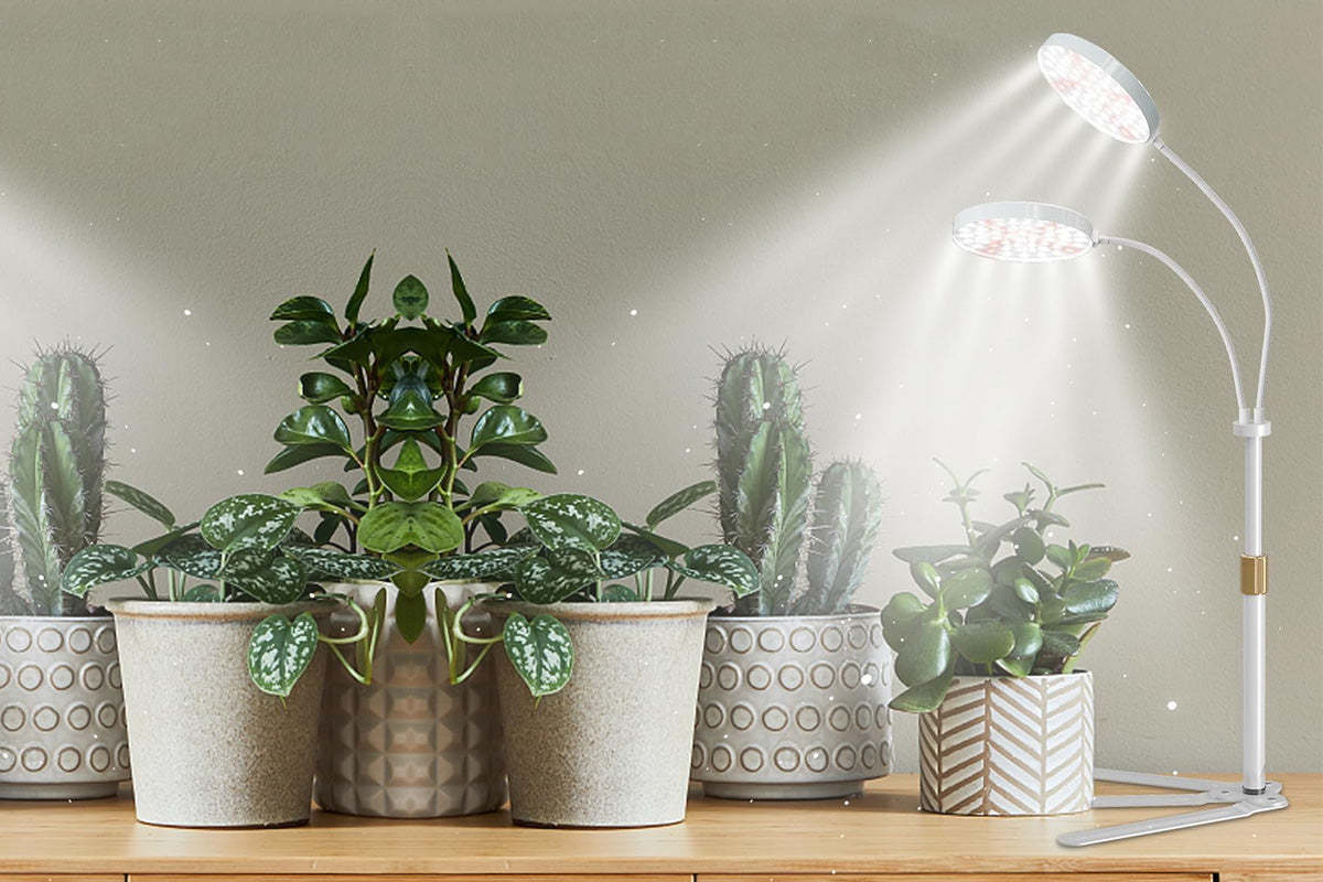 LED Grow Light Dual Head Full Spectrum Adjustable Plant Lamp for Indoor Plants