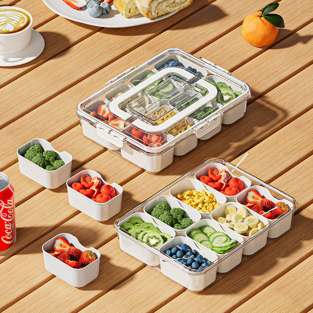 Divided Serving Tray with Lid and Handle Snack Box Container
