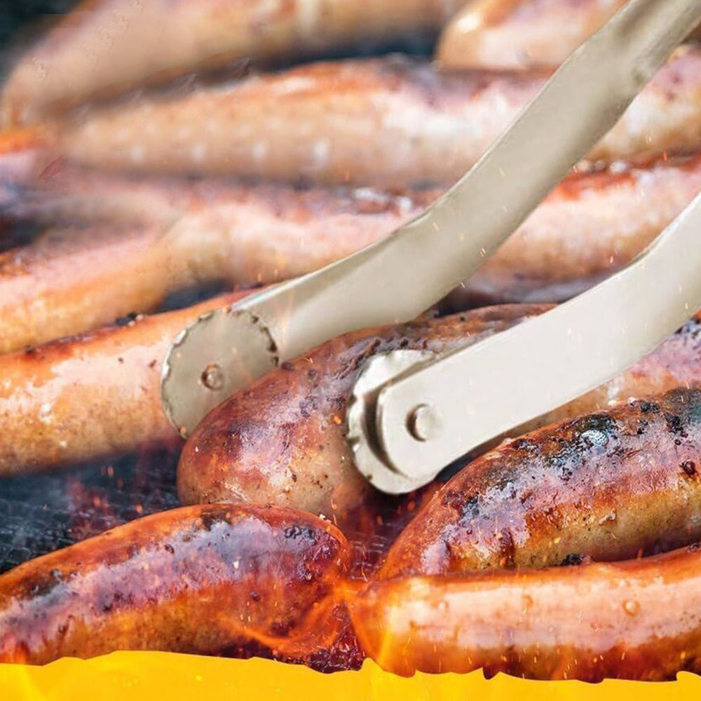 38cm Stainless Steel BBQ Sausage Turning Tongs for Cooking