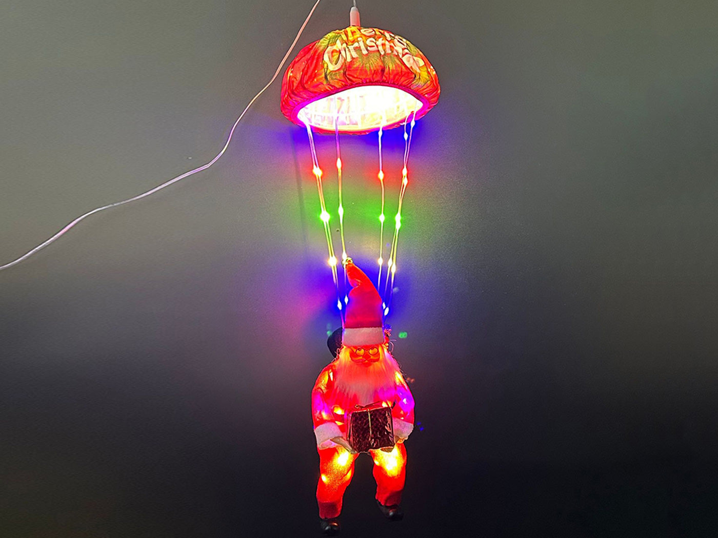 Christmas Decorations Santa Claus Parachute Lights LED Hanging Xmas Tree Decor