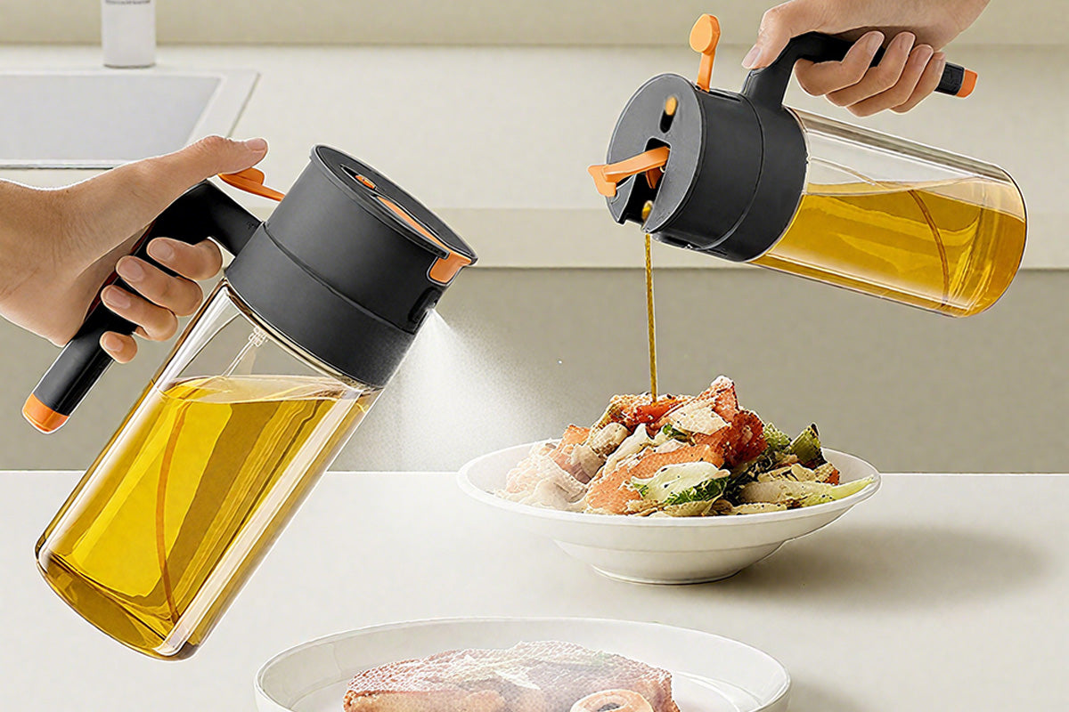 2 In 1 650ml Oil Sprayer Olive Oil Dispenser Bottle For Cooking Baking BBQ