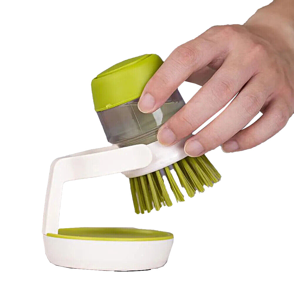 Dish Scrub Brush with Soap Dispenser Palm Scrub Washing Brush Pressing Cleaner
