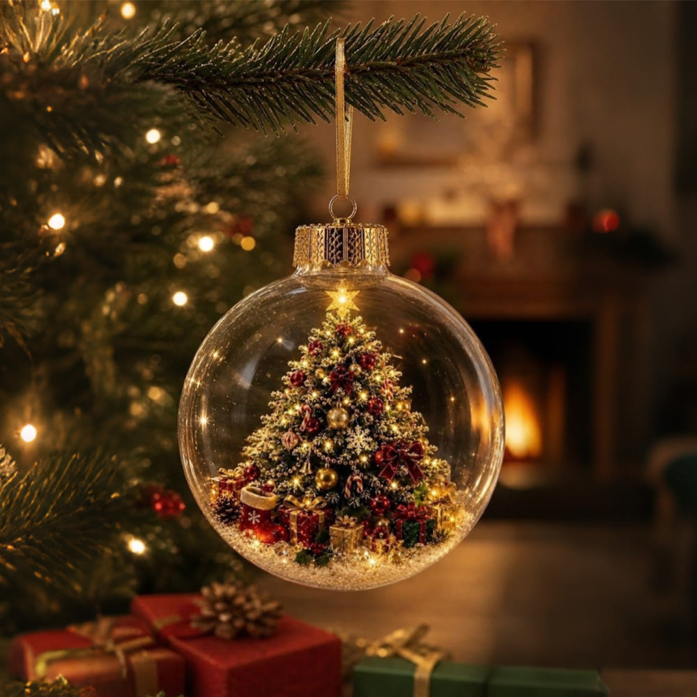 2 Pack 8cm Clear Plastic Fillable Christmas Ball Ornaments