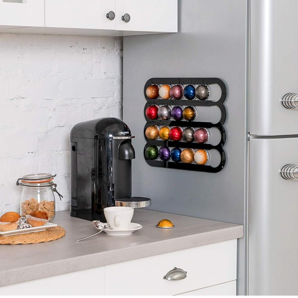 2Pcs Magnetic Wall Mounted Coffee Pod Capsule Holder for Nespresso Vertuo Capsules