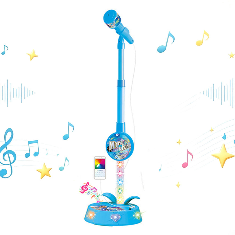 Adjustable Karaoke Microphone Toy with Stand and Flashing Lights for Youngsters