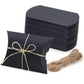 50 Pack Kraft Paper Pillow Gift Boxes with Ribbons for Weddings and Parties