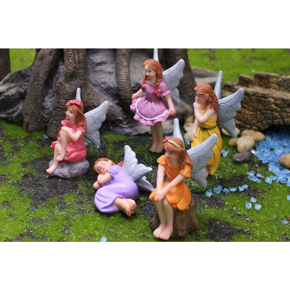 5Pcs Garden Ornament Fairy Statues Mini Garden Decor