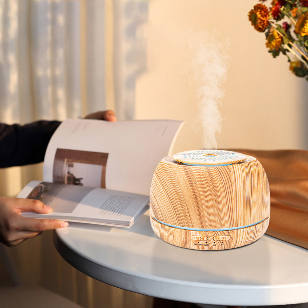 300ML Wood Grain Essential Oil Diffuser with 7 Color LED Light