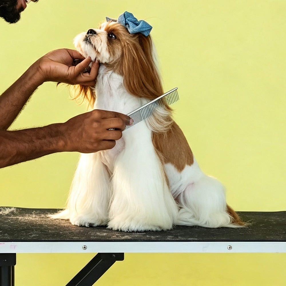 Double Sided Stainless Steel Dematting Grooming Comb for Dogs and Cats