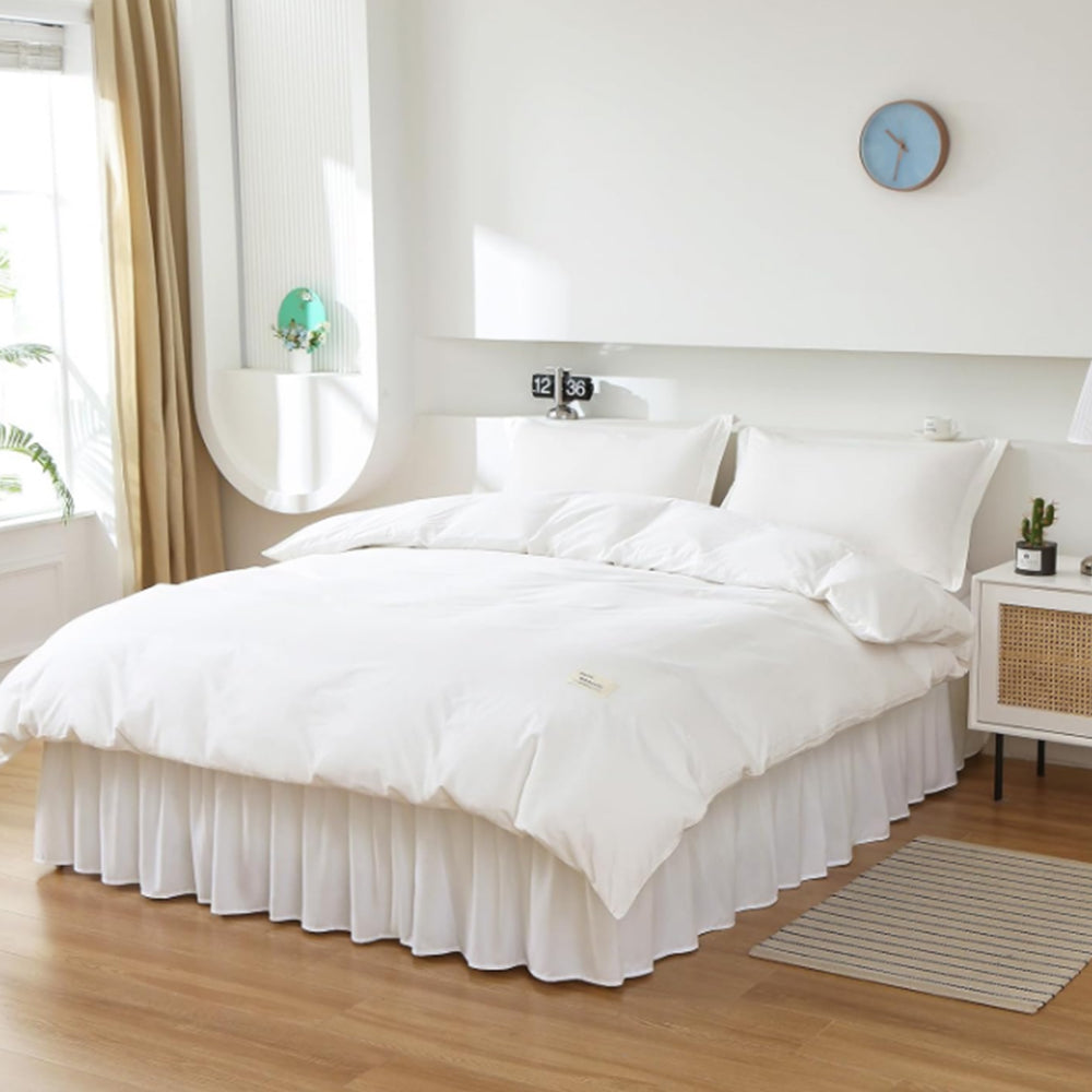 2Pcs Wrap Around Dust Ruffles Bed Skirt with Adjustable Elastic Belt