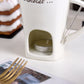 Fondue Mug Set Porcelain Chocolate Melting Cup with Fork