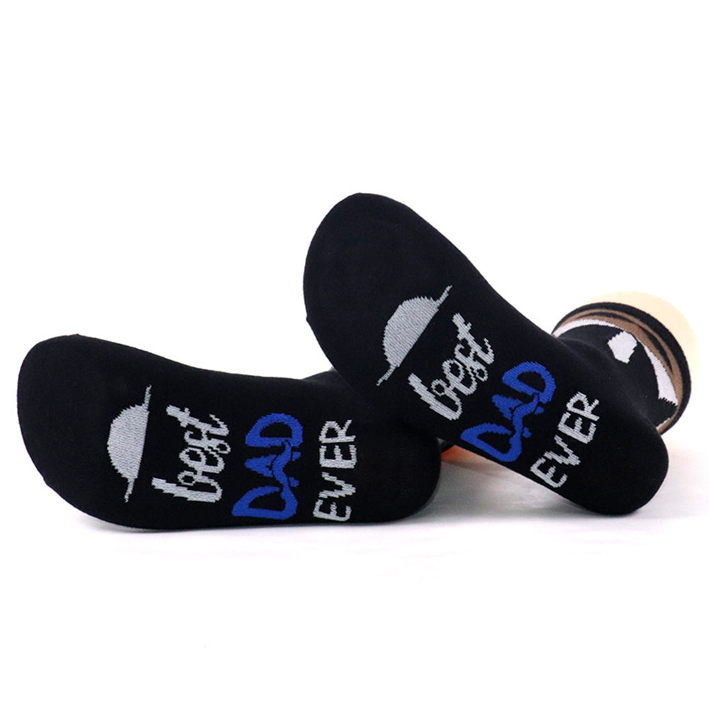 2Pairs Father's Day Funny Socks for Dad-Grey and Black