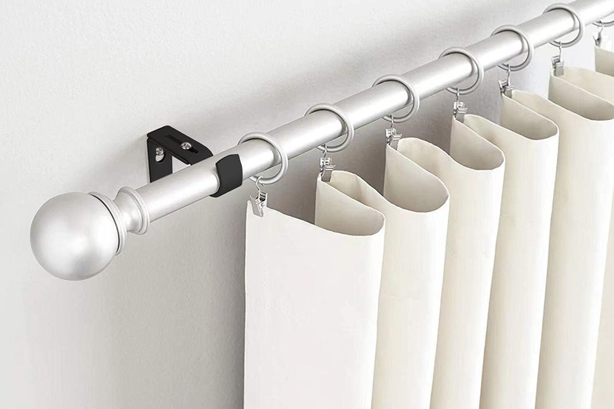 2PCS Curtain Rod Brackets Adjustable Wall Mounts Hang Curtain Rod Holders