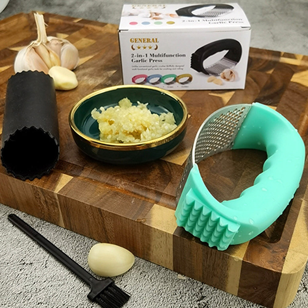 Stainless Steel Garlic Peeler and Squeezer Kitchen Tool Kit