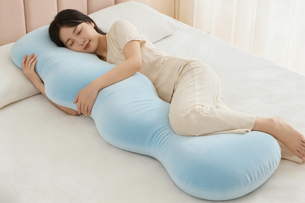 Ergonomic Wave Long Body Pillow for Side Sleepers Leg Support Sleeping Pillow