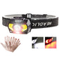 Rechargeable LED Headlamp Water-Resistant Motion Sensor Head Torch-Black