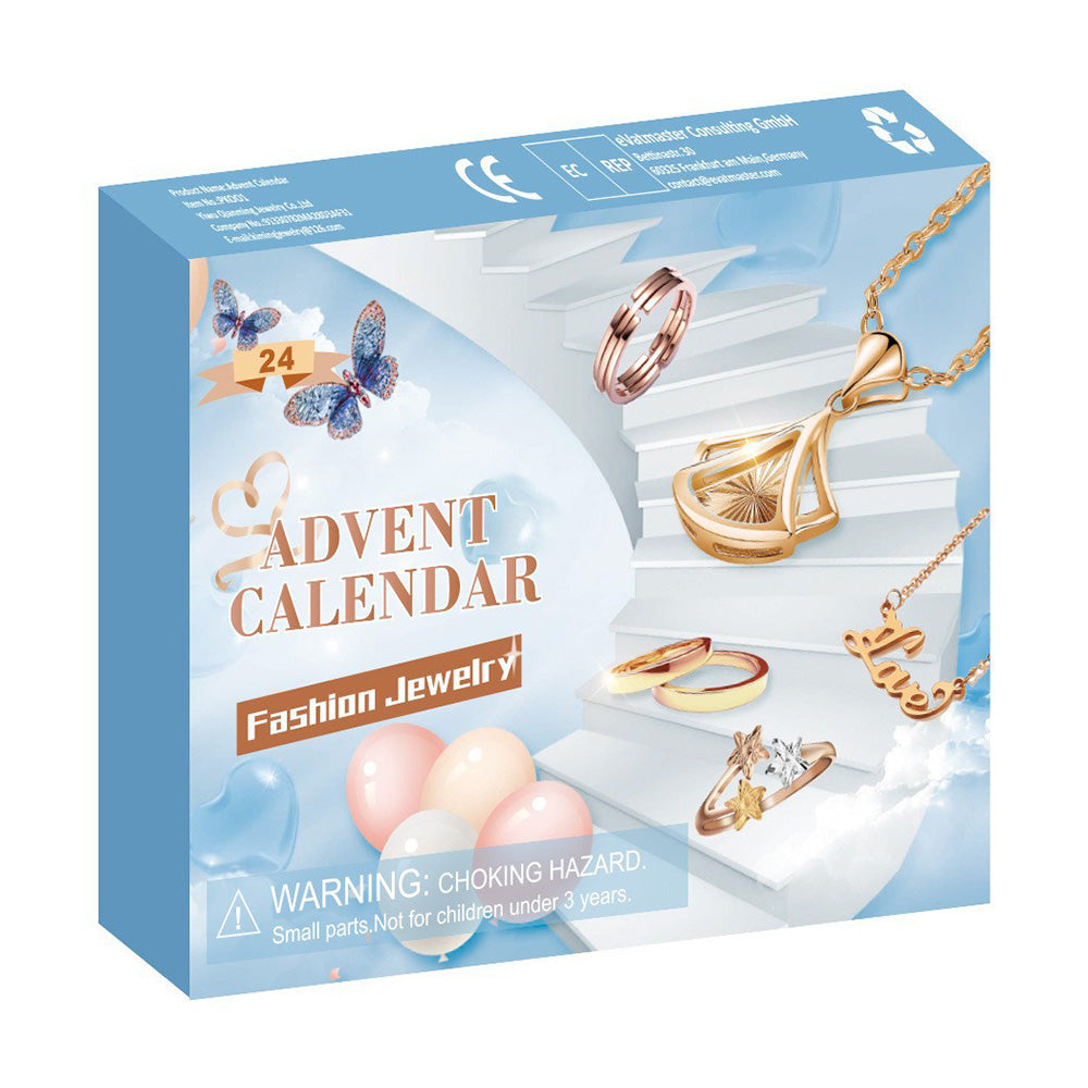 Christmas Jewelry Advent Calendar Set Earrings Rings Necklaces Keychains
