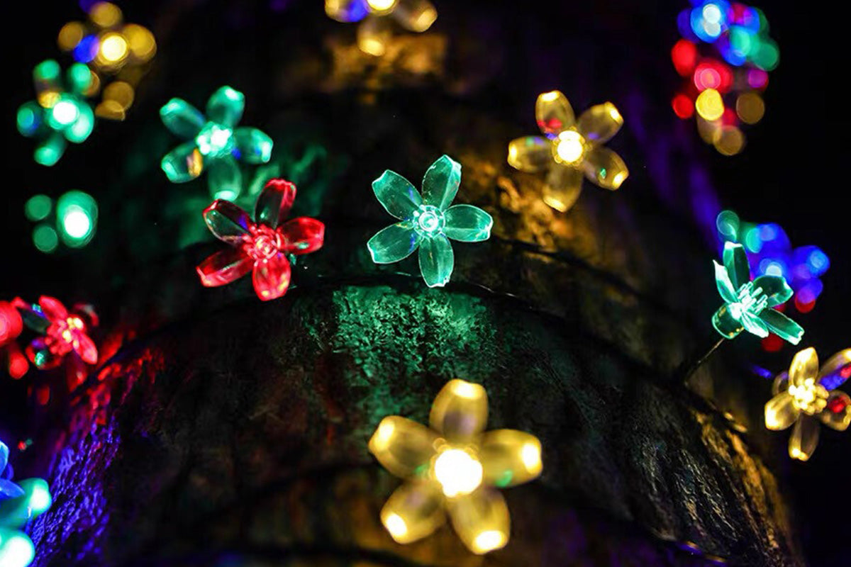 Outdoor Solar String Flower Lights Fairy Lights for Garden and Christmas Decoration