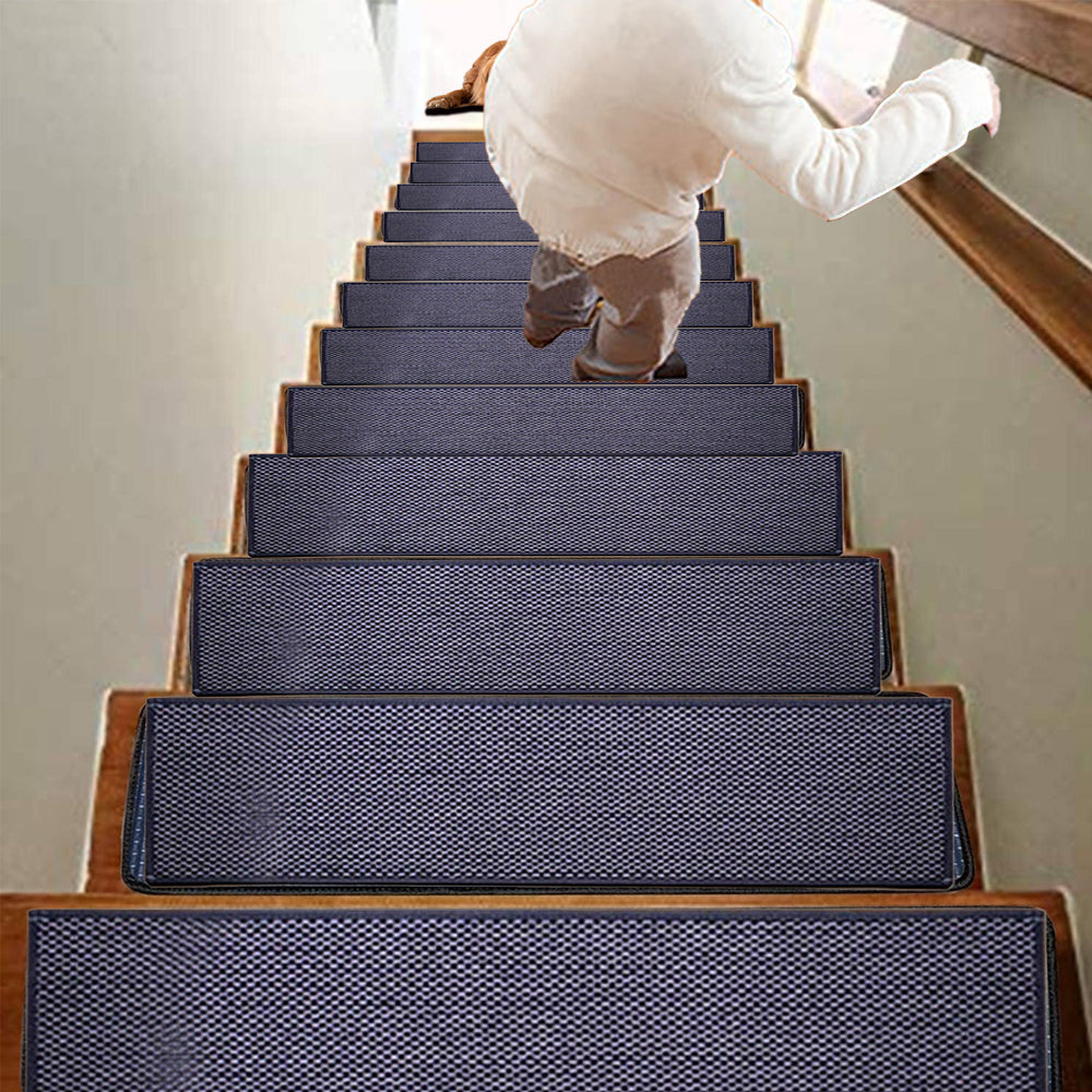 7Pcs Self-Adhesive Imitation Linen Non-Slip Stair Tread Carpet Mat