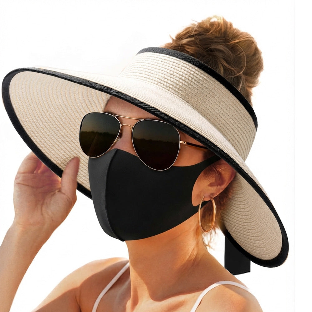 Foldable Adjustable Wide Brim Open Top Outdoor Sun Visor Hat