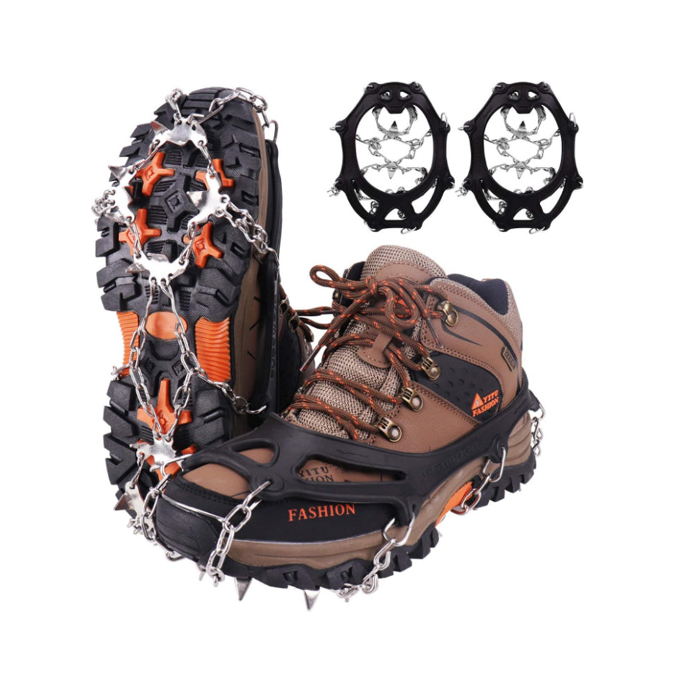 2X Ice Snow Grips for Shoes Traction Cleats with 10 Stainless Steel Spikes